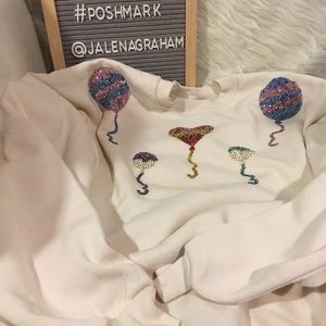 Sequin beaded birthday balloon sweatshirt